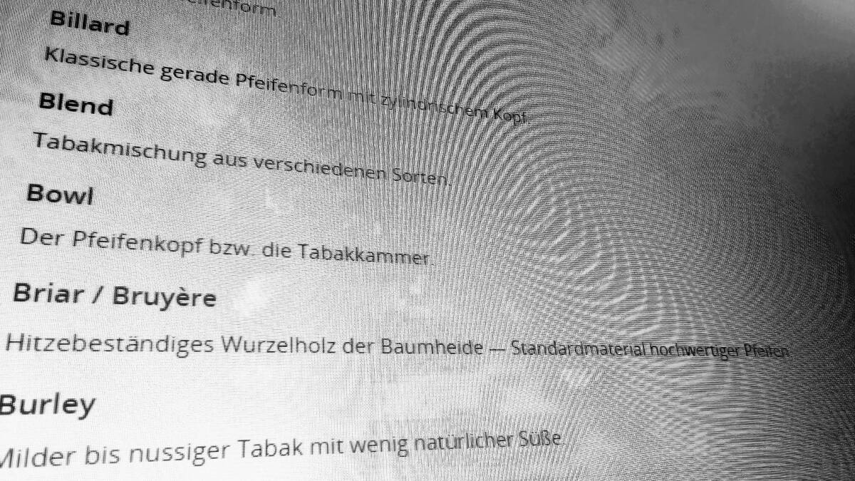 Pfeifenlexikon - Begriffe rund um die Pfeife - Pfeifenlexikon - Begriffe rund um die Pfeife