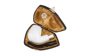 Altinay Meerschaum Pfeife Bent glatt Silberring