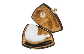 Altinay Meerschaum Pfeife Bent rustik Silberring