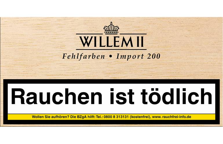Willem II Fehlfarben Import 200 Sumatra Zigarillos 100er