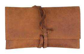 Drehertasche Velour braun antik mit Lederband und...