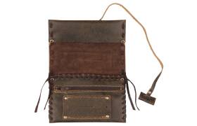 MR Drehertasche Leder dunkelbraun antik mit Schn&uuml;rung