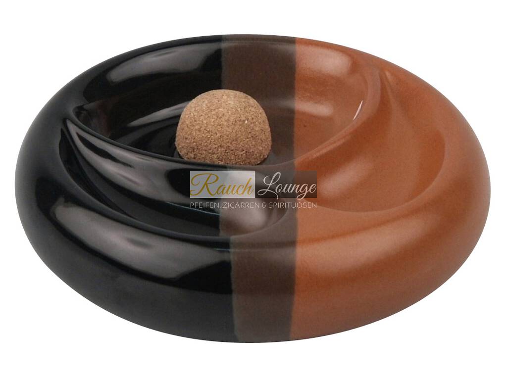 Pfeifen-Aschenbecher Keramik schwarz//braun oval