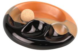 Pfeifenaschenbecher Keramik schwarz / braun oval mit 2...