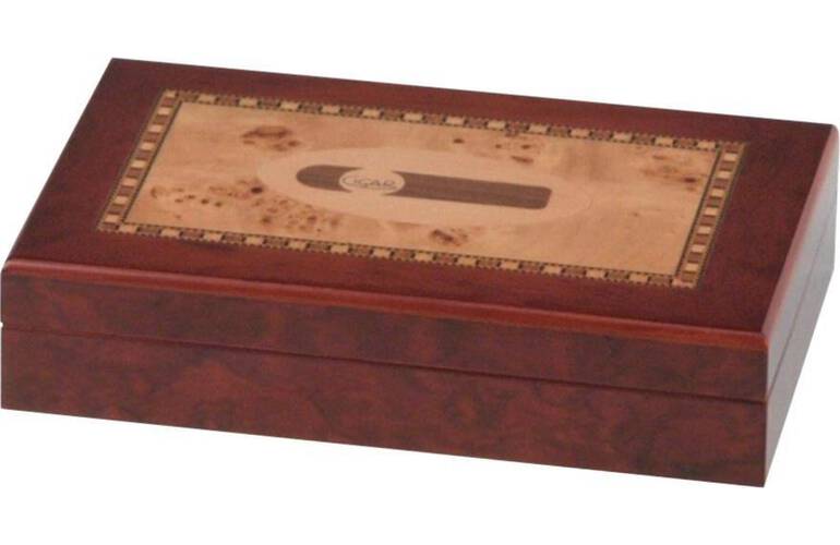 Humidor Cigar Intarsien mit Humidifer & Hygrometer - 10 Zigarren