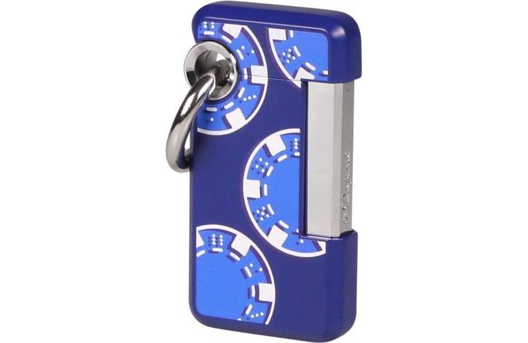 S.T. Dupont HOOKED blau Pokerchips Casin-o Mini Jet-Feuerzeug -  032010