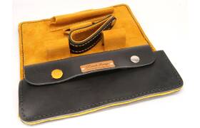 Smoky Ferghus Kombi Pfeifentasche Leder black-yellow...