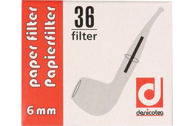 Denicotea Papierfilter 6mm Pfeife 36 Stck