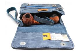 Smoky Pfeifentasche Leder Dverg blue für 4 Pfeifen