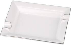 Zigarrenascher Porzellan weiß/Silberrand 2 Ablagen