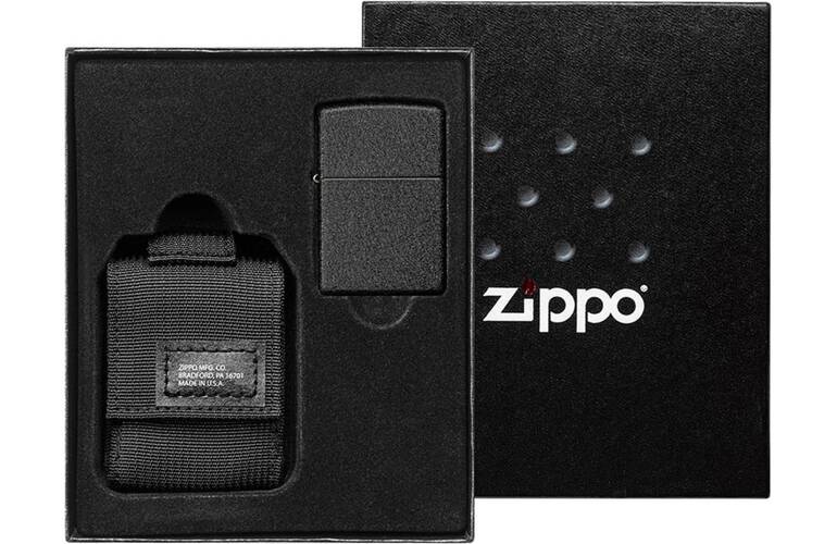 ZIPPO Feuerzeug Black Crackle Set mit Pouch schwarz - 60005678