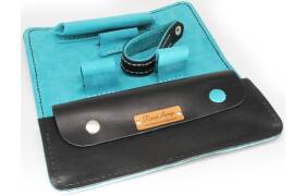 Smoky Ferghus Kombi Pfeifentasche Leder black-turquoise...