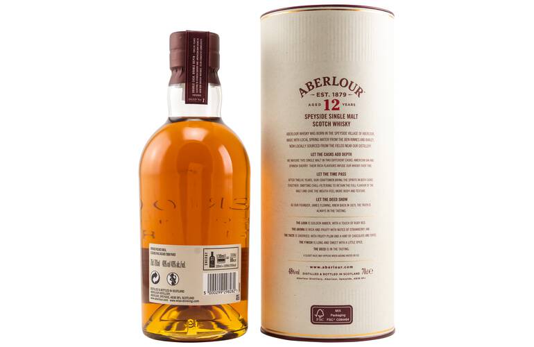Aberlour Non-Chillfiltered Speyside Single Malt Scotch Whisky 12 Jahre - 0,7l 48%