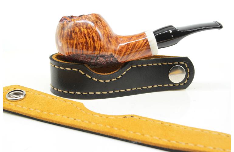 Smoky Zigarren- & Pfeifenablage Leder schwarz/gelb