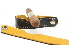 Smoky Zigarren- & Pfeifenablage Leder schwarz/gelb
