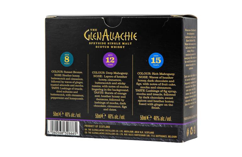 GlenAllachie Collection 8/12/18 Jahre Single Malt Scotch Whisky - (3x 50ml) 46%