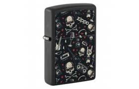 ZIPPO Feuerzeug schwarz matt Grunt Pattern with Skulls...