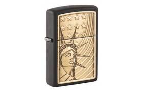 ZIPPO Feuerzeug schwarz matt Liberty & Flag 60007165