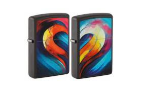 ZIPPO Feuerzeug schwarz matt Heart Set Design 2...