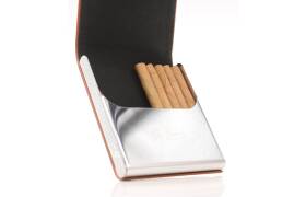 Guy Janot Zigarettenetui Metall / Leder cognac 10er