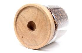Tabaktopf mit Holzdeckel und Gummiring f&uuml;r 50g Tabak