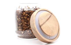 Tabaktopf mit Holzdeckel und Gummiring für 50g Tabak