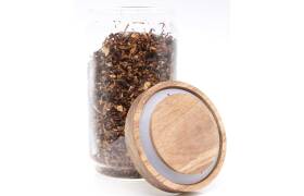Tabaktopf mit Holzdeckel und Gummiring für 100gTabak