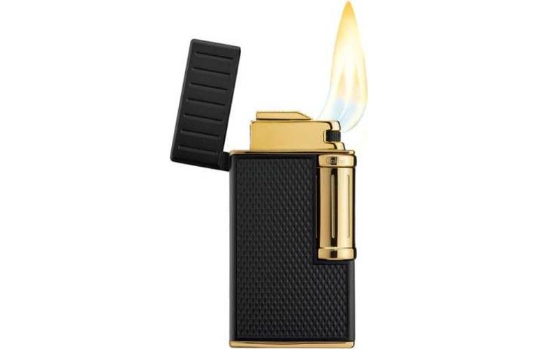 Colibri Zigarrenfeuerzeug Julius schwarz matt/gold mit doppelter Schrgflamme