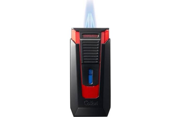 Colibri Zigarrenfeuerzeug Slide schwarz Laser mit Rundcutter 7mm, 2er Jetflamme