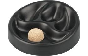 Pfeifenaschenbecher Keramik schwarz matt mit 3 Ablagen
