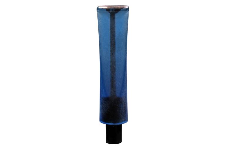 Pfeifen Mundstck Rohling, 73 mm,  18 mm, 9mm Zapfen, Transparentes Acryl Blau Regular
