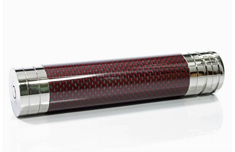 Zigarrenrhre Magic Carbon, inkl. 6-mm-Rundbohrer, Zigarrenetui / Zigarrenhlle - rot